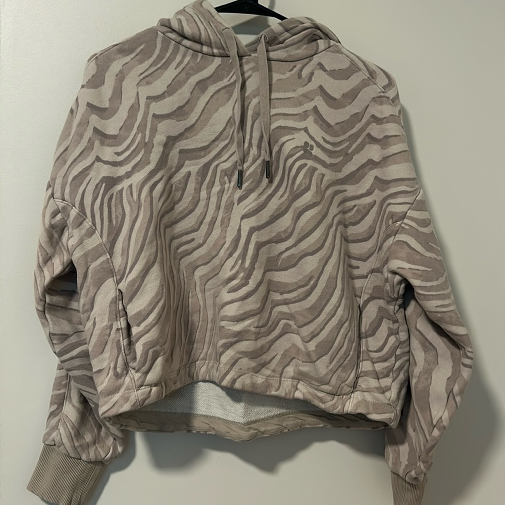 Sweaty Betty Striped Gray Hoodie With Pockets Athletic Travel Loungewear Size S